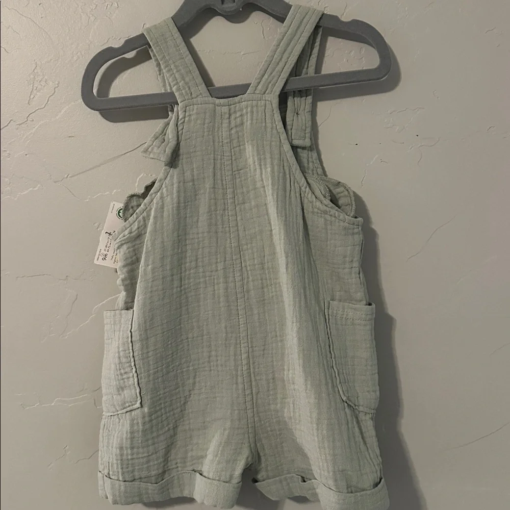 Little Planet Baby Organic Cotton Gauze Shortalls in Green, 9M - Picture 3 of 3